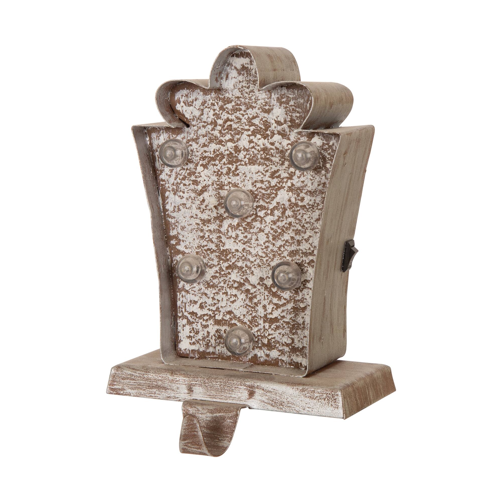 Glitzhome® Christmas Marquee LED Gift Box Stocking Holder